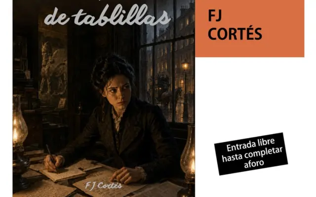 Cartel de la presentación del libro El limpiador de tablillas en la Casa de Cultura de Alcázar de San Juan