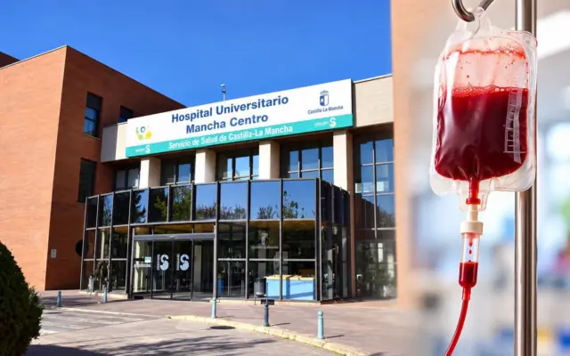 Cartel del llamamiento urgente a la donación de sangre en el Hospital General Mancha Centro de Alcázar de San Juan